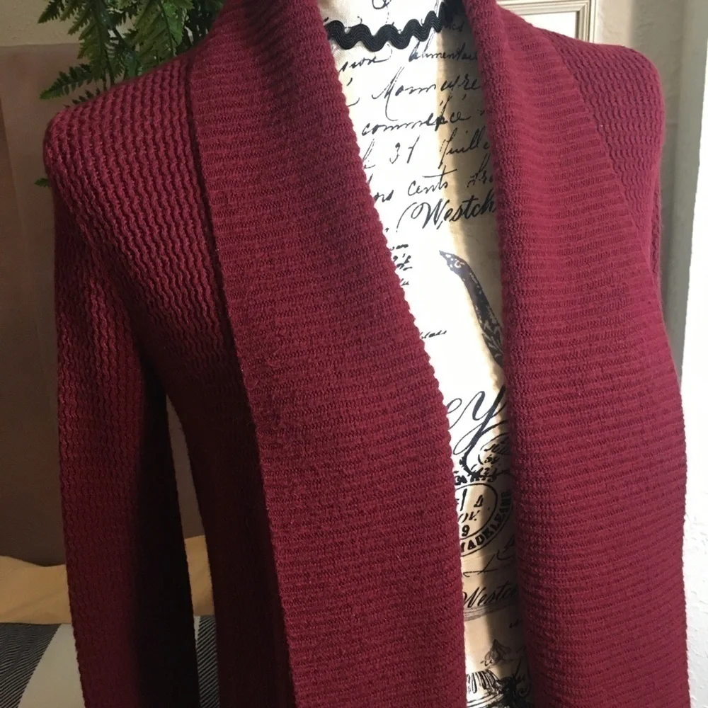 LOFT fold over neckline long open front cardigan